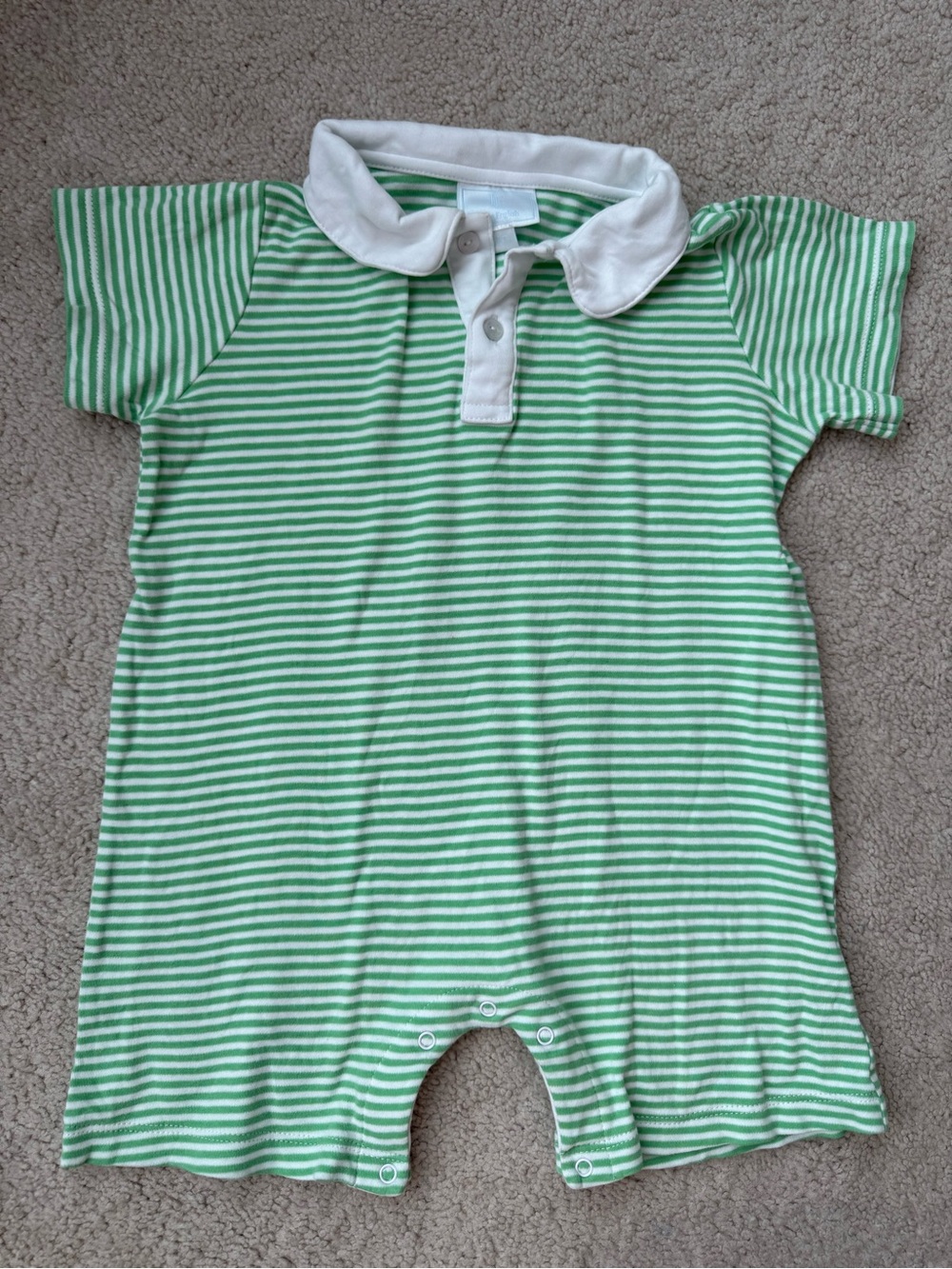 Little English Green and White Striped Polo One-Piece